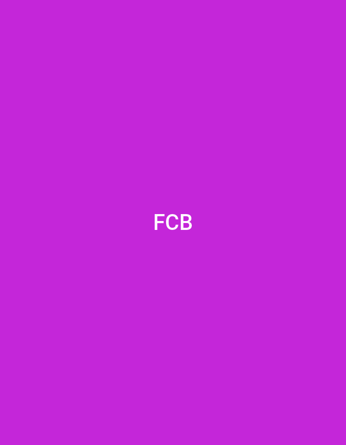 The image displays a solid, uniform purple background. In the precise center of the frame, three uppercase white letters, 'F', 'C', and 'B', are prominently displayed. There are no people, additional objects, actions, or environmental elements present within the visual. The image is purely graphic and contains no visual information that would allow for the determination of a physical location, including the city of Casablanca, Morocco.