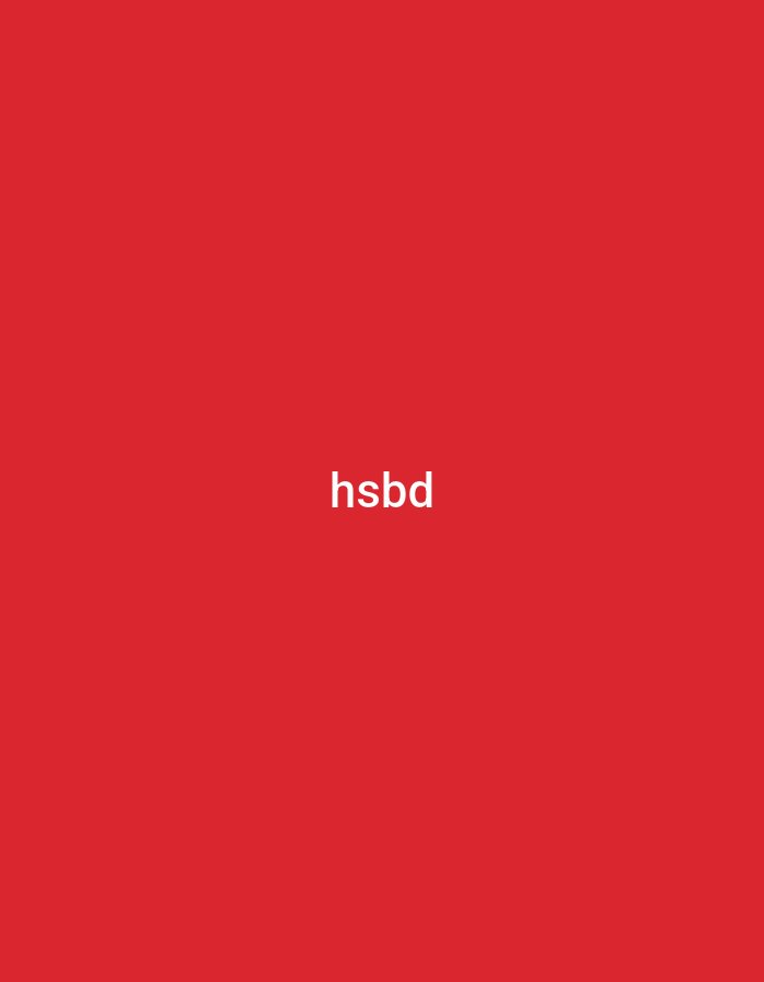 The image displays a plain, solid red background. In the center of the image, the lowercase text "hsbd" is written in white, sans-serif letters. There are no other visible subjects, objects, or a discernable scene or setting beyond the colored background and text. No activity or event is depicted. The image does not provide any cues regarding time of day, weather, or location.
