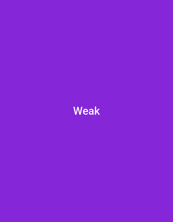The image is a plain purple background with the word "Weak" written in white text in the center. There is no identifiable location in Jalingo, Nigeria, nor are there any people, subjects, objects, actions, or interactions visible. The scene is entirely abstract and consists solely of the text against a solid color.