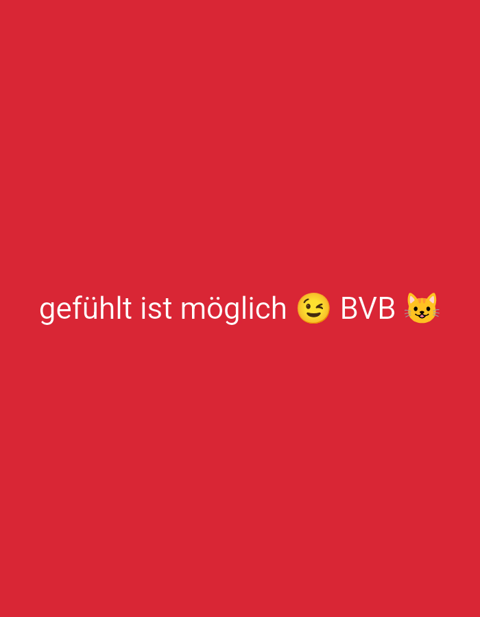 A red background features white text that reads "gefühlt ist möglich" followed by a winking emoji, the letters "BVB", and a cat emoji. The text appears to be centered horizontally and located towards the bottom of the image.