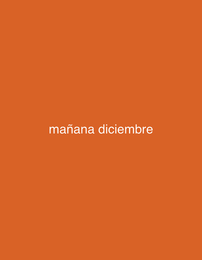 The image presents a solid, warm orange background, filling the entire frame. Centered horizontally and slightly above the vertical midpoint, the text "mañana diciembre" is displayed in white, sans-serif lettering. No people, objects, or specific activities are depicted. The scene is entirely abstract, devoid of any detailed setting, weather conditions, or time of day cues. The primary visual elements are the uniform orange color and the overlaid text. The image is associated with the location Santa Ana, Venezuela.