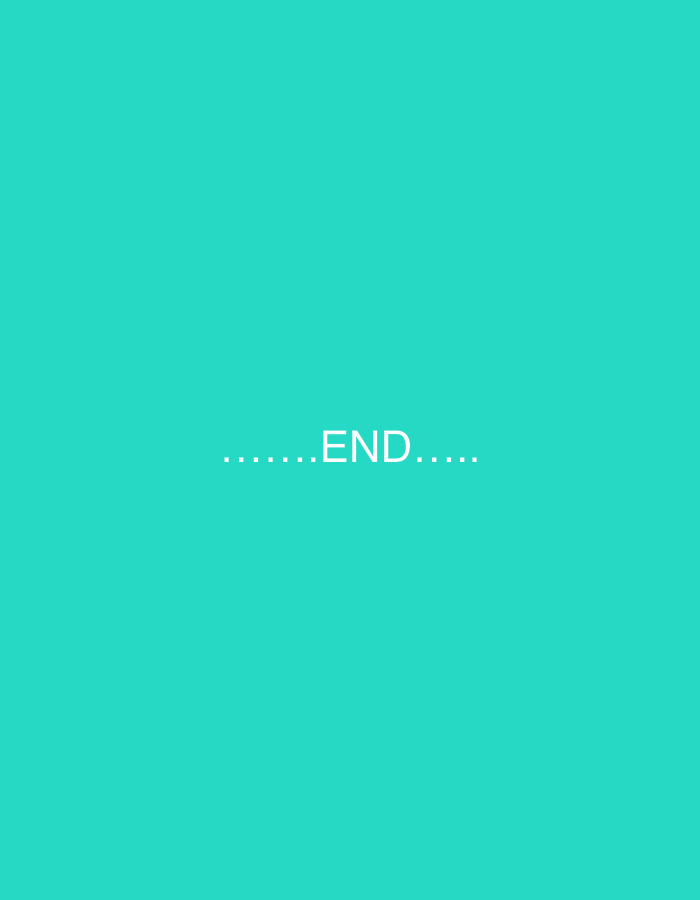 The image depicts the word "END" in white text, surrounded by periods, centered on a turquoise background. There is no city, people, subjects, objects, actions, interactions, or other environmental context visible.