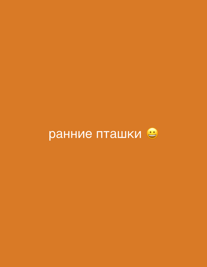 The image is an orange background with the words "ранние пташки :)" written in white. The words translate to "early birds :)" in English.