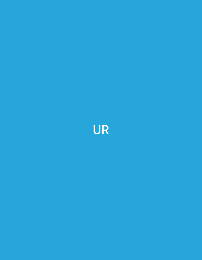 The image displays a solid blue background. Centered on this blue field are the two capital letters "UR" in white, sans-serif typography. No other subjects, objects, people, actions, or environmental details are visible. The image contains no visual information identifying a specific geographic location, including the city of Casablanca, Morocco.