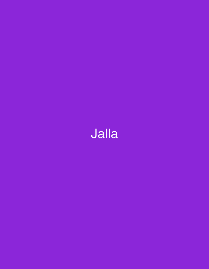 The image is a solid purple background with the word "Jalla" in white text centered on the background. I am unable to provide information about the location of Jalla in Lovech, Bulgaria, since this is just text in front of a purple background.
