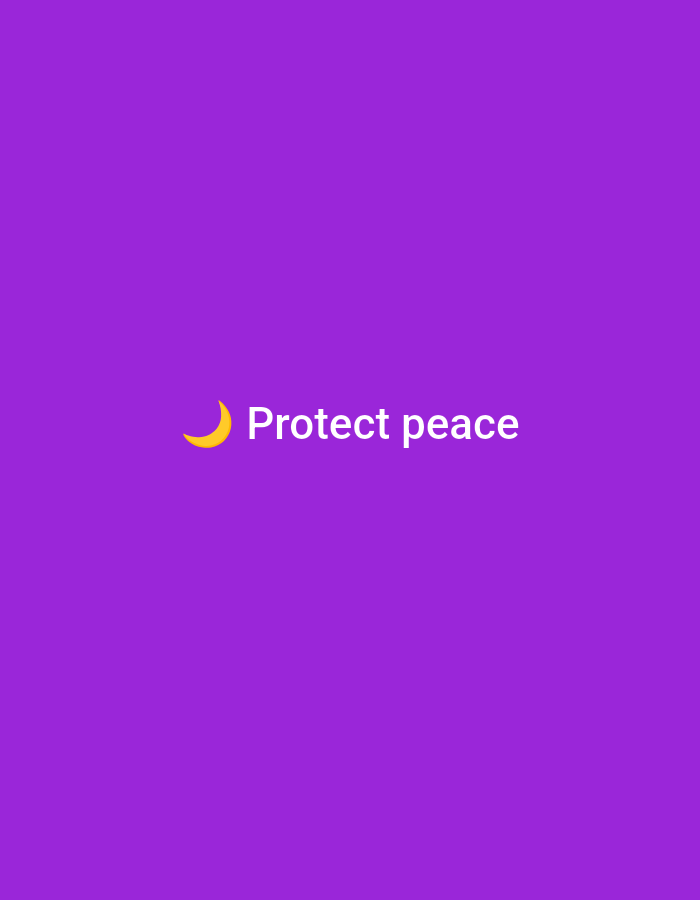 The scene, situated in Casablanca, Morocco, displays a digital graphic with a solid purple background. Centered horizontally, slightly below the vertical midpoint, the white text "Protect peace" is visible. Immediately preceding the text to its left is a yellow crescent moon emoji. No human figures, physical structures, or other discernible environmental elements of a city are present within the image.