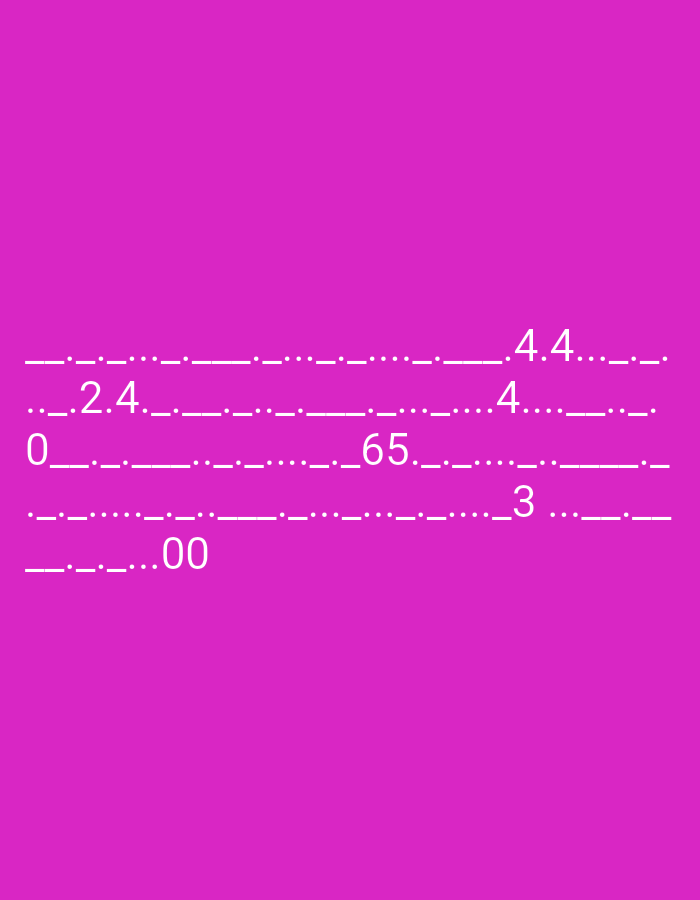 The image shows white text on a magenta background. The text appears to be a series of numbers and dashes, with some dots interspersed. Some of the numbers are legible, including "2.4", "4.4", "4", "65", "3", and "00". The dashes and dots likely represent a code or a pattern. There are no people, objects, or scene details visible in the image, as it is purely text-based. The background is a solid, bright magenta color. The text is arranged in horizontal lines, with some lines appearing to be incomplete or partially obscured by the dashes and dots. The overall impression is that of a data display or a coded message. No specific time of day, weather, or location cues are provided, other than the general context of Winnenden, Germany, which is not visually represented in the image itself.