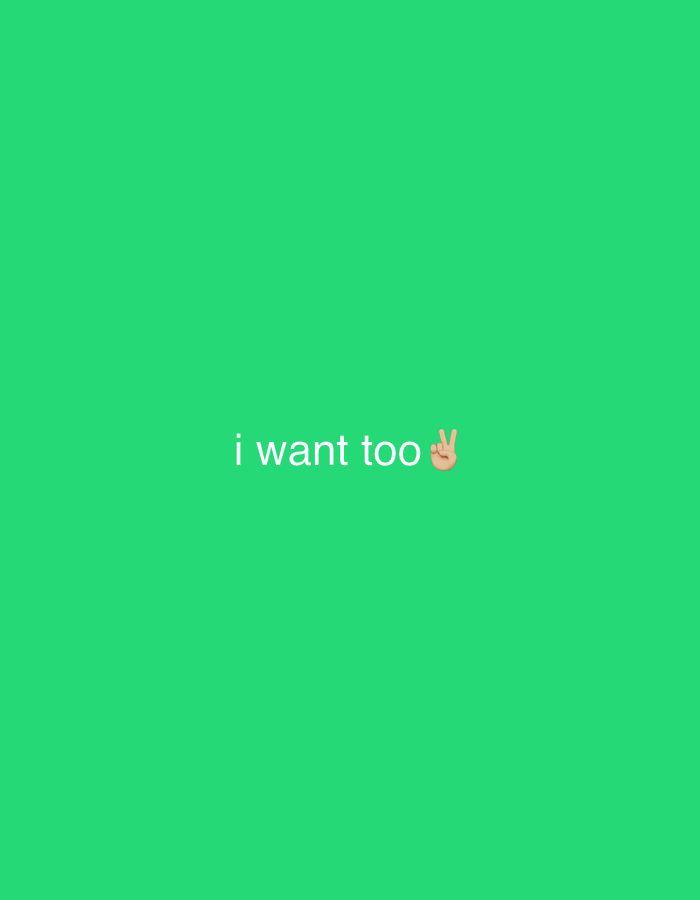The image is a light green background with the text "i want too" in white, followed by a light-skinned hand making the peace sign emoji. There is no discernible location in Blagoevgrad, Bulgaria.