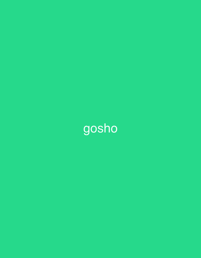 The image features a solid, vibrant green background. Centered on this monochromatic field is the word "gosho," rendered in white, lowercase letters. No other subjects, such as people or objects, are present. There is no discernible activity or event taking place. The scene lacks specific details regarding time of day, weather, or broader environmental cues. The text "gosho" is the sole element beyond the background color. Given the location context of Ihtiman, Bulgaria, "gosho" might refer to a common Bulgarian nickname.