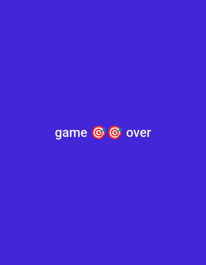 The image is a digital graphic with a solid royal blue background. In the center, the words "game" and "over" are displayed in white text. Between these two words are two emoji icons of a target with a dart in it. The image does not depict any people, objects, or locations in Gboko, Nigeria.