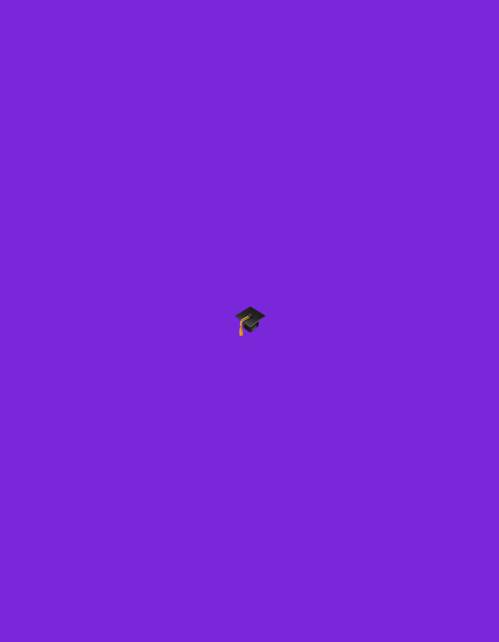 A graduation cap is centered on a solid purple background.