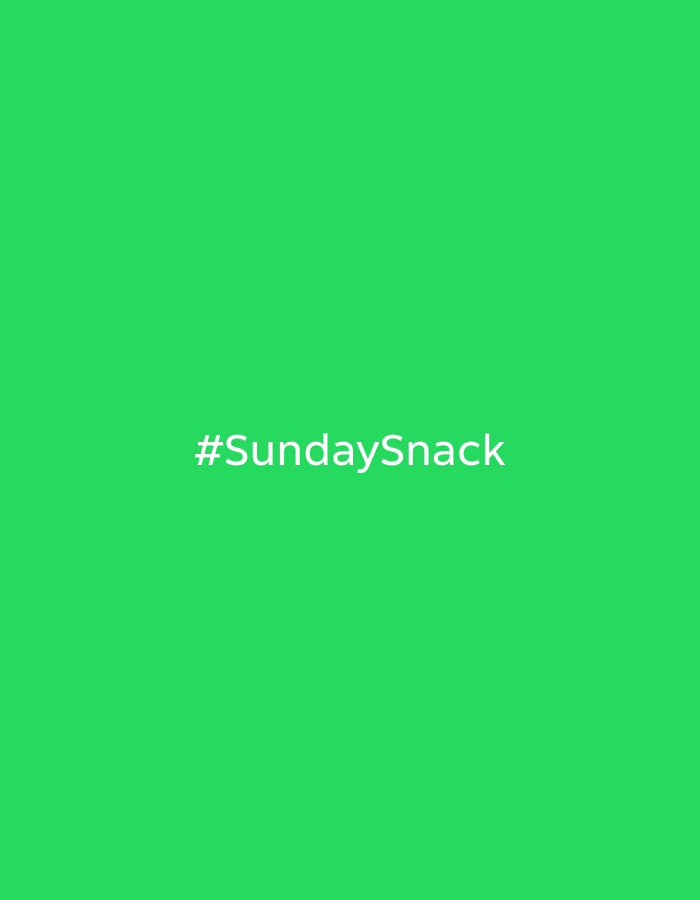 The image is a plain green background with the hashtag #SundaySnack written in white text in the center. There is no information about the city of Chaikovsky, Russia, or any people, subjects, objects, actions, or interactions.