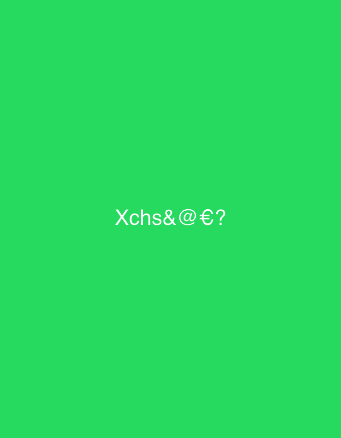 A digital image displays a solid, vibrant green background. Centered on this green field is white, sans-serif text that reads "Xchs&@@?". No other subjects, objects, people, or environmental elements are depicted within the image frame. The associated location for this image is Casablanca, Morocco.