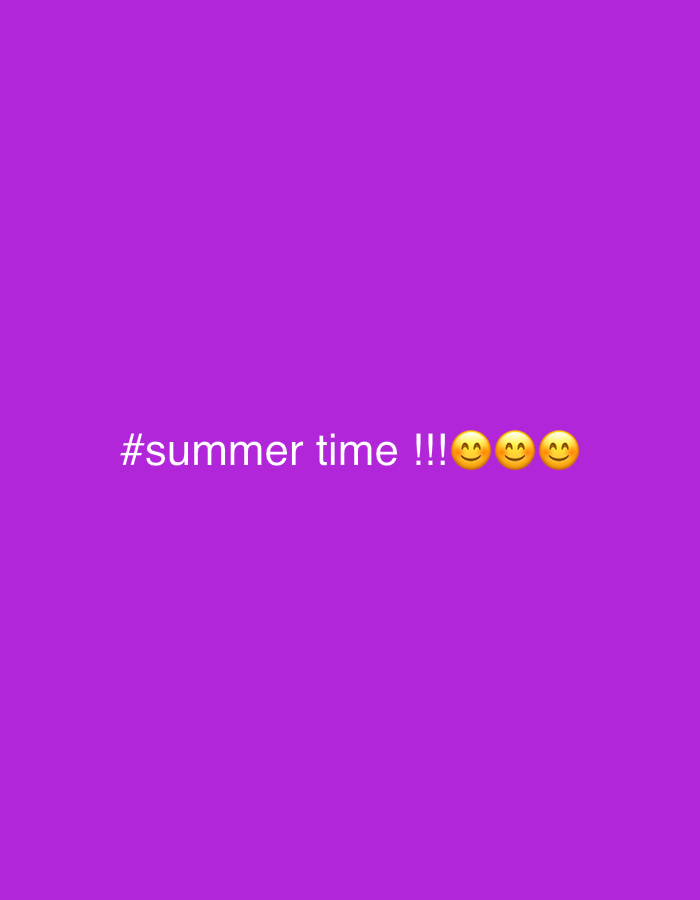 The image is a digital graphic on a solid purple background. It displays the text "#summer time !!!" followed by three "smiling face with smiling eyes" emojis. The text and emojis are centered horizontally and positioned in the lower half of the image. There is no depiction of any location, including Plovdiv, Bulgaria.