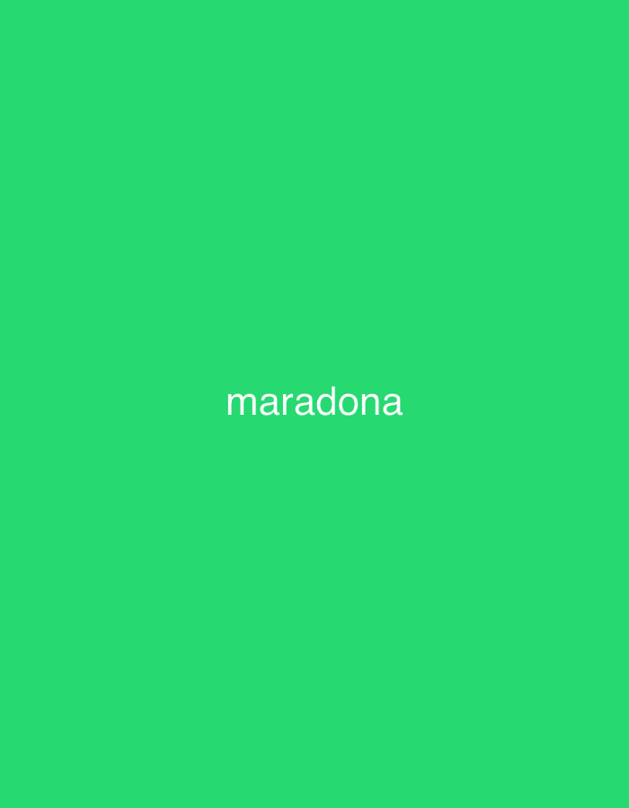 The image displays the word "maradona" in white text against a green background. There is no indication of a specific location in Buenos Aires or any other details beyond the text and background color.