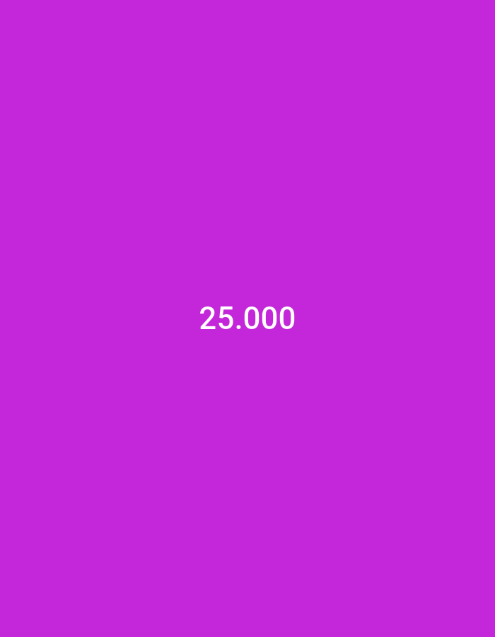 The image is a simple, solid purple background with the white text "25.000" centered horizontally and located in the lower half of the frame. There are no people, objects, actions, interactions, or environmental details present in the image. The location in Lhokseumawe, Indonesia is not evident from the visual content of the image.