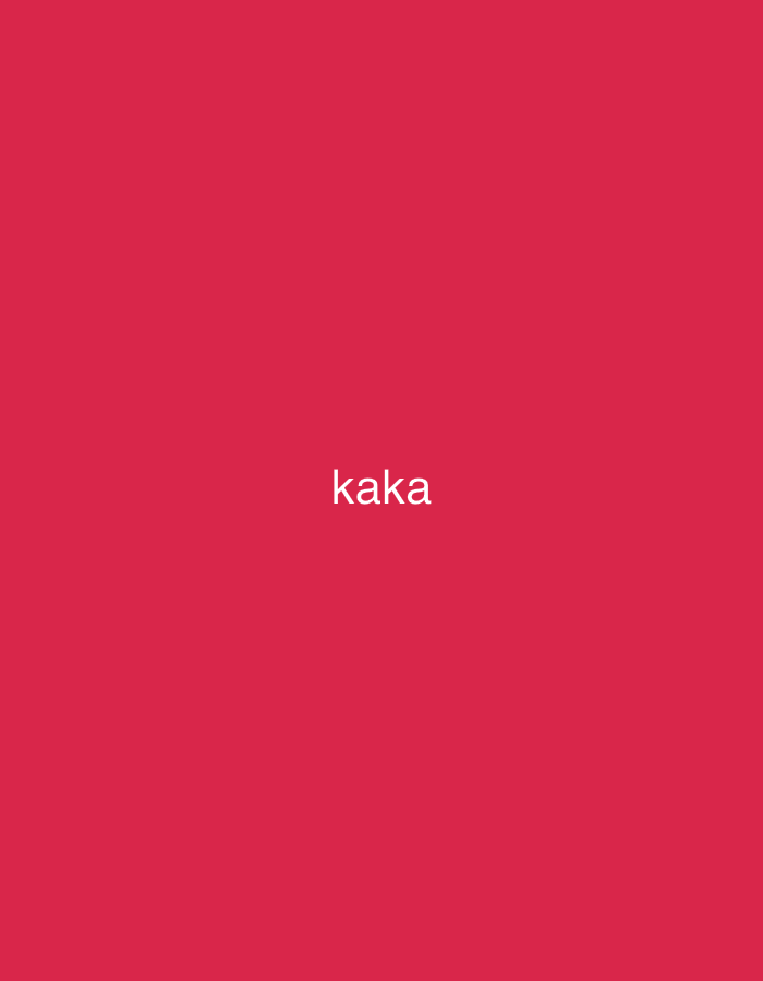 The image displays a digital graphic with a plain, solid magenta-red background. Two instances of the word "kaka" are visible in white, sans-serif text. One "kaka" is positioned near the top center of the image, while the other "kaka" is located closer to the vertical and horizontal center of the frame. There are no other subjects, objects, or activities depicted within the image. The background is uniformly colored, without any patterns or textures. No specific time of day, weather, or emotional cues are discernible. The image lacks any visual elements that directly indicate a physical location, although it is provided with the location context of Ihtiman, Bulgaria.