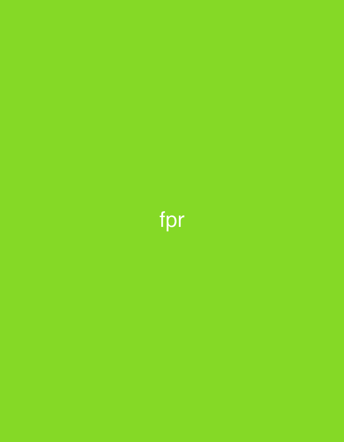 The image is a solid bright green background with the white text "fpr" positioned slightly above the center. There is no discernible city, location, or discernible scene details present in the image.