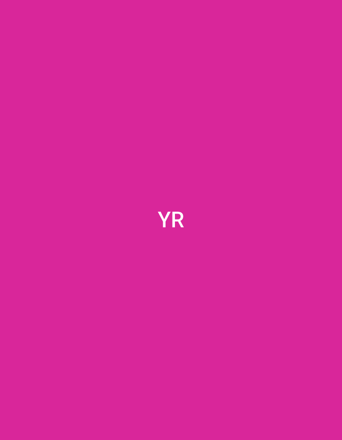 The image presents a solid, vibrant magenta background. Centered within this monochromatic field are two uppercase, white, sans-serif letters: "YR". There are no other discernible subjects, objects, or environmental details, and no people or actions are depicted. The scene is abstract and provides no visual information regarding a specific geographical location, including the city of Casablanca, Morocco.