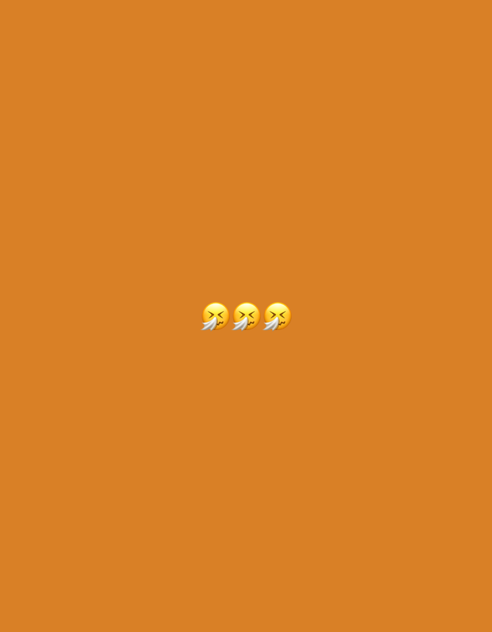 Three emojis depicting a face with tears of joy are centered on an orange background. The emojis are identical and arranged horizontally.