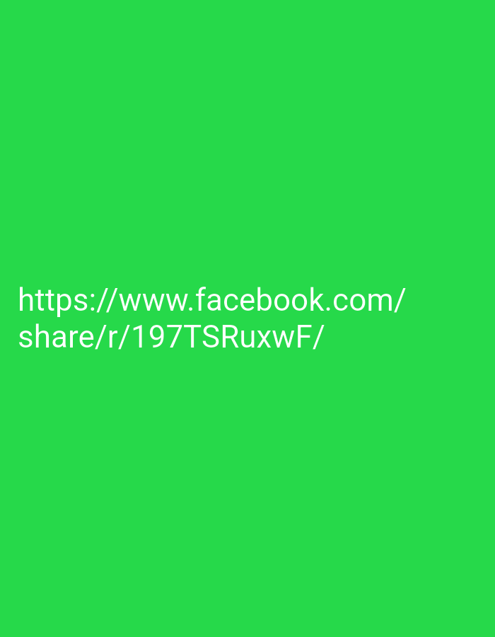 The image displays a bright green background with white text centered on the screen. The text reads "https://www.facebook.com/share/r/197TSRuxwF/". There are no discernible people, subjects, objects, actions, interactions, or environmental details present in the image. There is no information in the image that allows for the identification of the location in Lakea Satu, Indonesia.