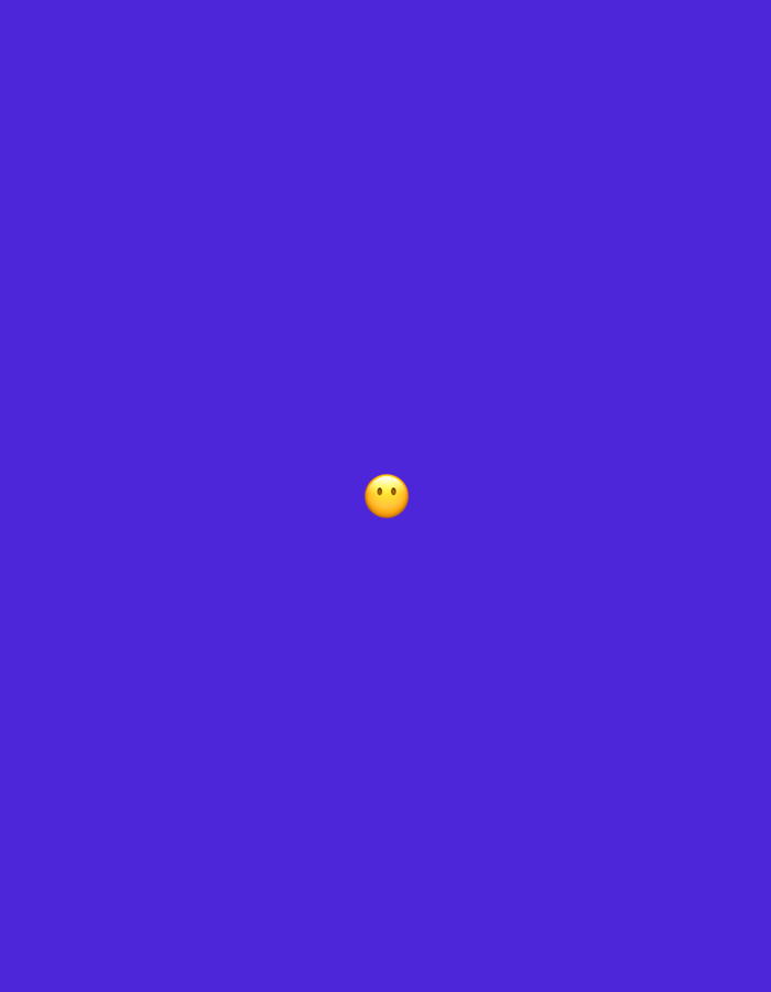 The image presents a uniform, solid deep purple-blue background. Precisely at the center of this field is a single, small, circular, yellow emoji characterized by two small, black, oval-shaped eyes. No other subjects, objects, actions, or interactions are depicted within the scene. The visual content provides no specific geographical identifiers, but this description is contextualized within the city of Santa Ana, Venezuela.