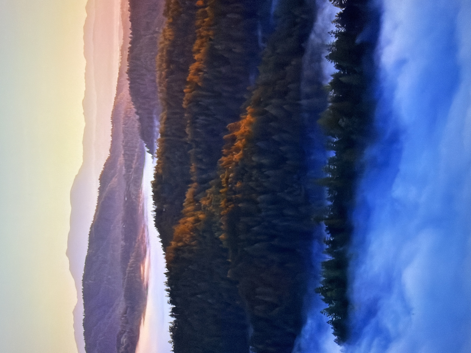 The image depicts a mountainous landscape with a dense forest covering the slopes. The trees are mostly dark green, with some patches of golden-brown foliage, suggesting autumn or the golden hour of a sunset. A soft mist or fog blankets the lower parts of the mountains and also drifts between the tree line. In the distance, more distant mountain ranges are visible, with their silhouettes fading into a pale, hazy sky that transitions from a warm yellow-orange near the horizon to a lighter, more muted tone.
The lighting suggests either sunrise or sunset, with warm hues illuminating the scene. The overall mood is serene and tranquil, evoking a sense of natural beauty and peacefulness. The orientation of the image is such that the landscape appears to be viewed from a high vantage point, looking down and across the valleys and ridges. There is no visible text in the image. The specific location in Kyiv, Ukraine, is not visually evident from the provided image itself, as it shows a generic mountainous forest scenery.