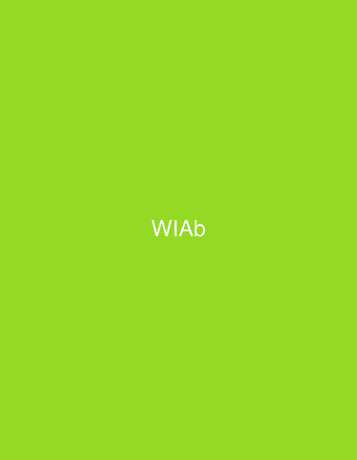 The image displays a uniform, solid lime green background. Centered on this background, the white text "WIAb" is presented in a sans-serif font. No people, discernible objects, actions, or physical environment details are present. The image is an abstract graphic and does not depict any identifiable physical location, including any specific location within the city of Casablanca, Morocco.