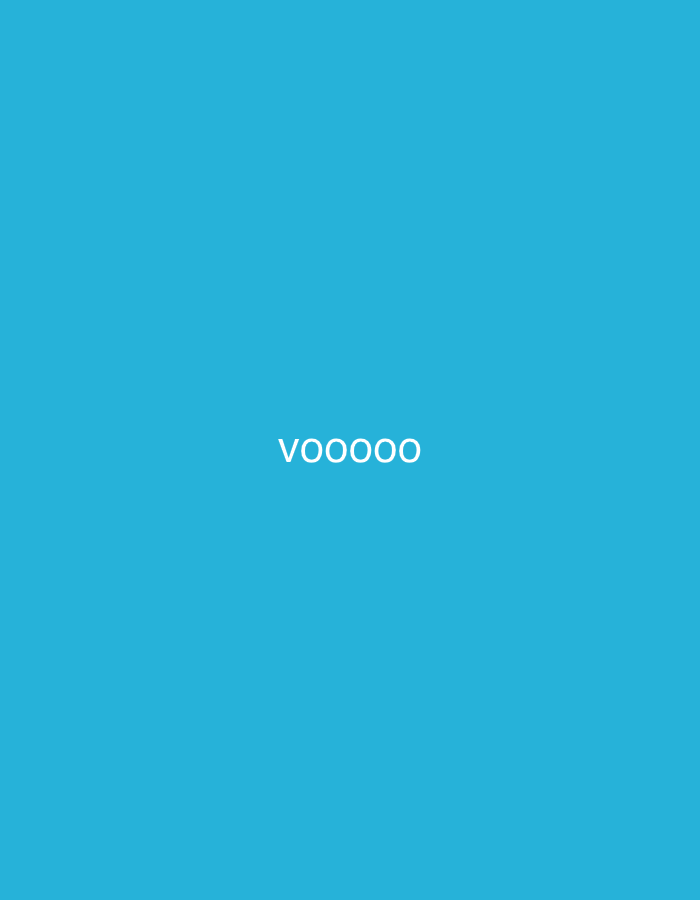 A full-frame, eye-level shot shows the word "vooooo" centered on a vibrant cyan background. The text is white and appears in a simple, sans-serif font. The letters are slightly blurred, giving the impression of motion or a soft focus effect. There are no other objects or people visible in the image, and no discernible location details.