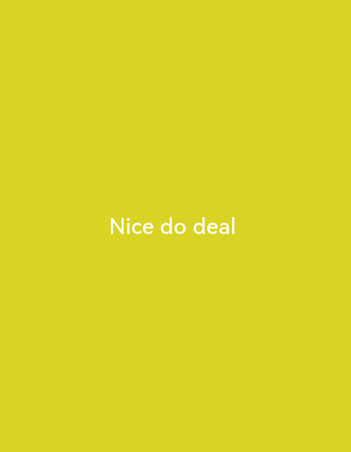 The image displays the text "Nice do deal" in white, centered horizontally and located towards the bottom of a bright yellow background. There are no people, objects, actions, or interactions depicted in the image. The scene is a plain, solid color with text overlay. The provided context of Ikorodu, Nigeria, does not appear to be relevant to the visual content of the image itself.