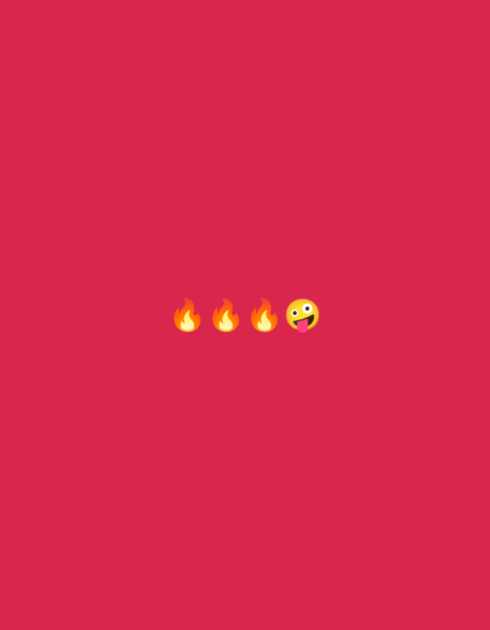 The image is a simple graphic on a plain pink background. In the lower center of the image, there are three fire emojis followed by a tongue-out emoji. The fire emojis are orange and yellow, depicted with flames. The tongue-out emoji is a yellow circle with two black eyes and a pink tongue sticking out. There are no people, objects, or environmental details beyond the emojis and the background. The location of Ezbet Michel Hamawi, Egypt, is irrelevant to the content of the image.