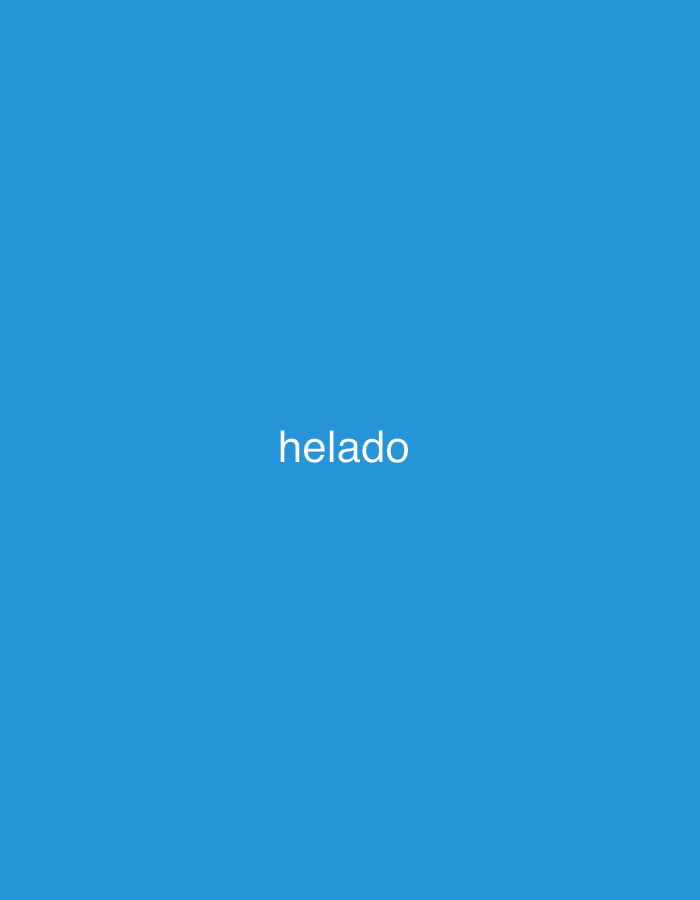 The media file displays a simple graphic with a plain, solid blue background. Centered horizontally and vertically on this blue field is the Spanish word "helado," rendered in a clear, white sans-serif typeface. There are no other visible subjects, objects, or figures, nor any discernible activity or event taking place. The image lacks specific location cues, weather indicators, or a defined time of day, beyond the provided context that it is associated with Santa Ana, Venezuela. The focus is entirely on the text against the monochromatic background.
