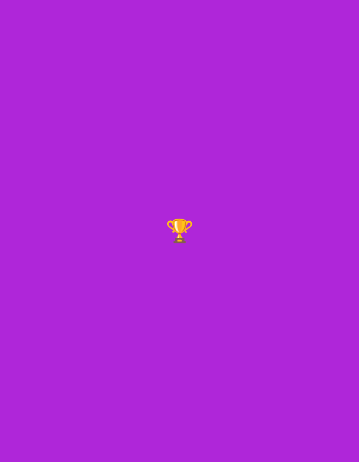 The image displays a small, golden trophy emoji positioned centrally on a solid, plain purple background. The trophy is depicted with a classic cup shape, featuring two handles and a distinct base, rendered with subtle gradients that suggest a metallic and shiny texture. The background is entirely uniform, without any patterns, textures, or additional elements. There are no people, other objects, or discernible activities taking place within the frame. The scene is abstract, lacking specific location cues, time of day, or weather indications. No text is visible in the media file.