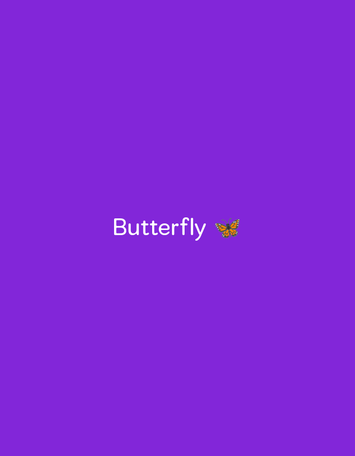 The image is a solid purple background with the word "Butterfly" in white text. There is a small orange butterfly image to the right of the word. The coordinates provided are in the city of Visakhapatnam, India.