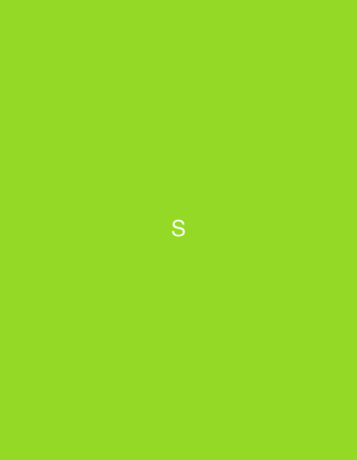 The image features a solid, vibrant lime green background, centrally displaying a single white uppercase letter 'S' in a clear, sans-serif typeface. This graphic element is presented in the context of the city of Casablanca, Morocco. No other subjects, objects, people, actions, or environmental details are discernible within the frame.