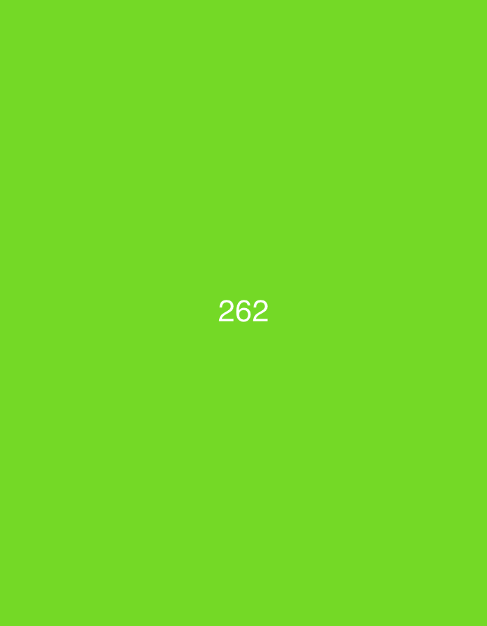 The image is a solid, bright green background with the number "262" centered in white text. There are no discernible elements that would allow for the identification of a location in Đà Nẵng, Vietnam, or any other city. The scene is devoid of people, subjects, objects, actions, or interactions.