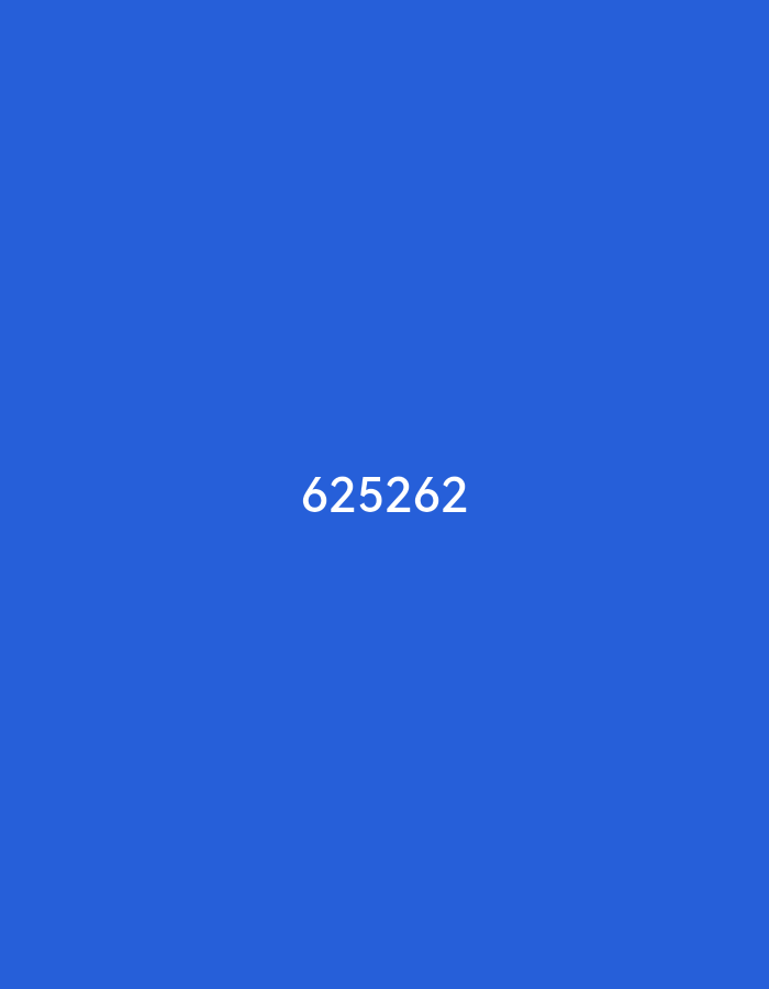 The image shows the number 625262 in white against a solid blue background.