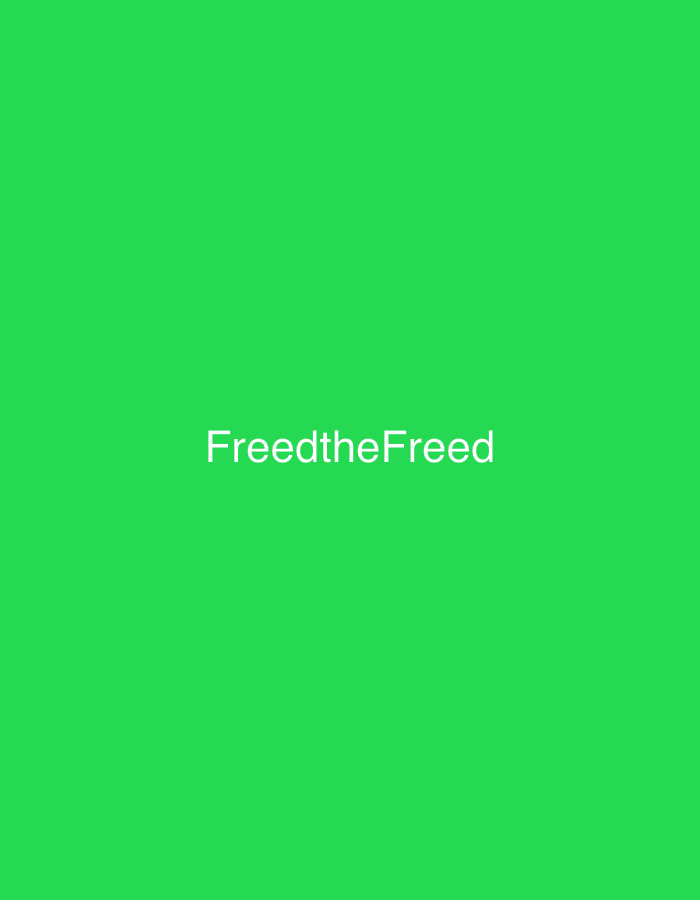 The image is a plain, solid green background with the text "FreedtheFreed" centered in white. The location in the city of Уральское, Russia is not depicted or suggested by the image. There are no people, subjects, objects, actions, or interactions visible. The environment is an abstract, featureless green space.