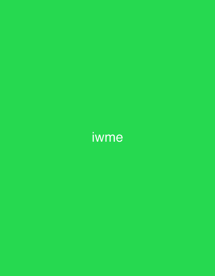 The image is a solid green background with the word "iwme" in white in the center. There is no location visible.