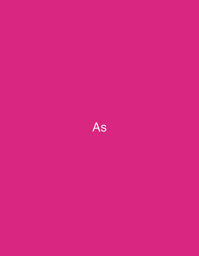 The image displays a solid, vivid fuchsia background. Centrally positioned on this background is the word "As", rendered in white, sans-serif typography. No other subjects, objects, people, actions, or specific environmental details are discernible within the frame.