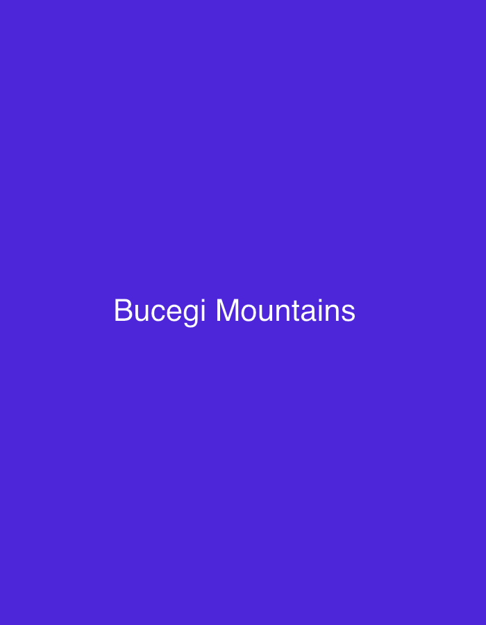 A digital image displays the text "Bucegi Mountains" in white, centered against a solid royal purple background. The text is in a sans-serif font and appears to be the only element in the image.
