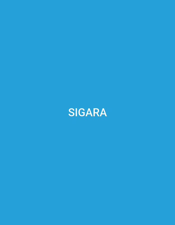 The image is a solid bright blue background with the white text "SIGARA" centered horizontally and vertically. There are no people, objects, or environmental details visible. The text "SIGARA" means "cigarette" in Turkish. There is no information in the image to suggest a location in Küçükçekmece, Turkey.