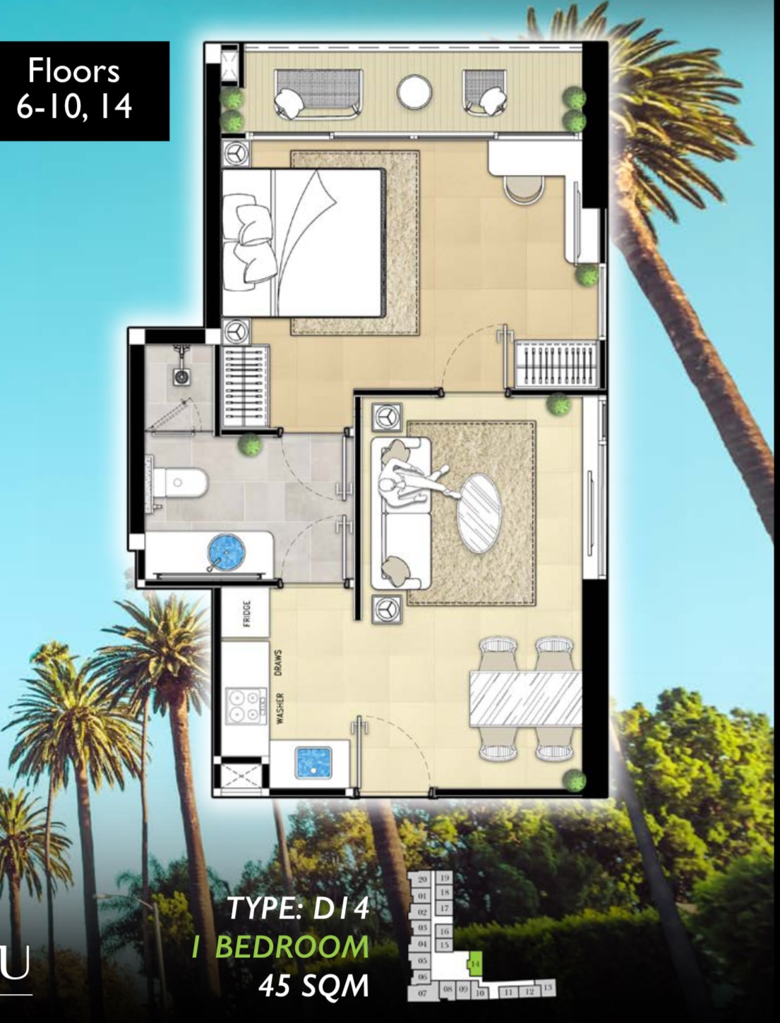 One bedroom condo in Riviera Malibu for sale photo 16