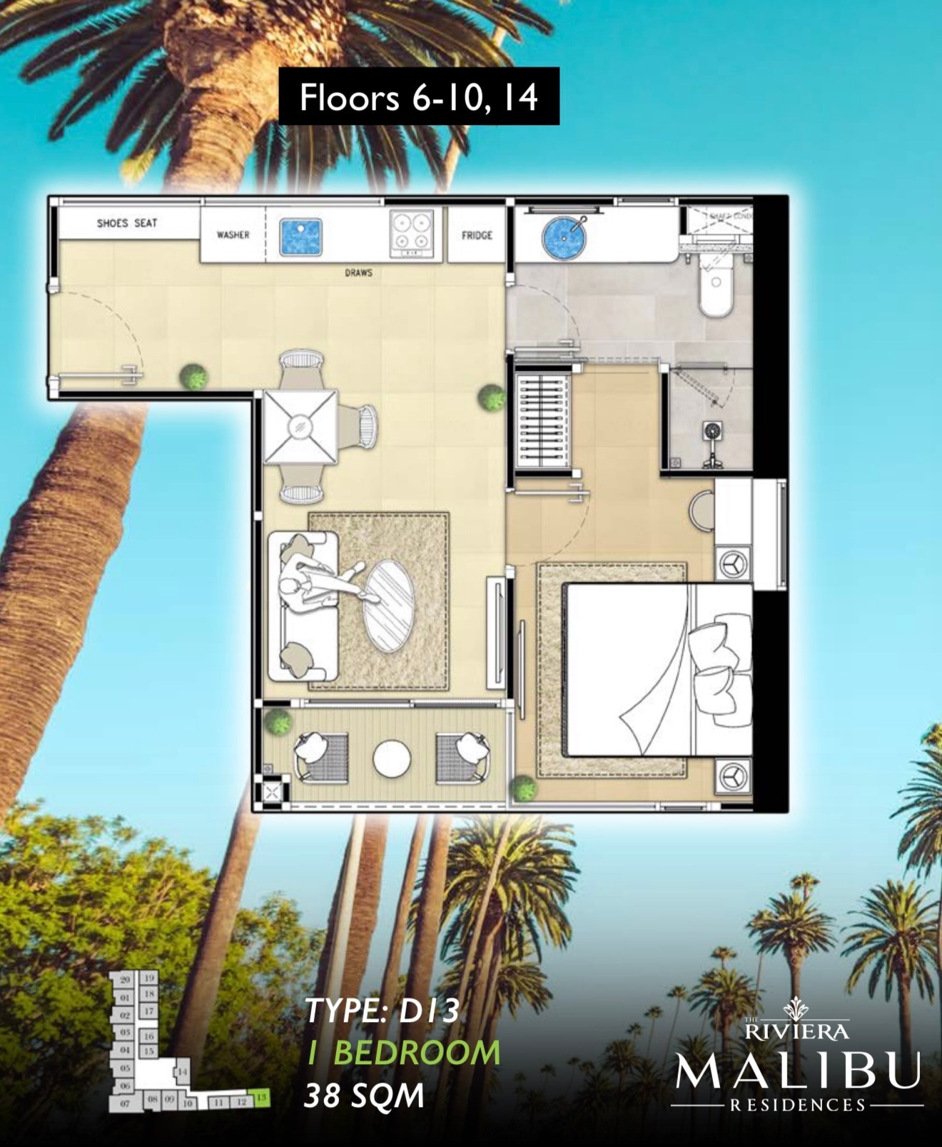 One bedroom condo for sale in Riviera Malibu photo 15
