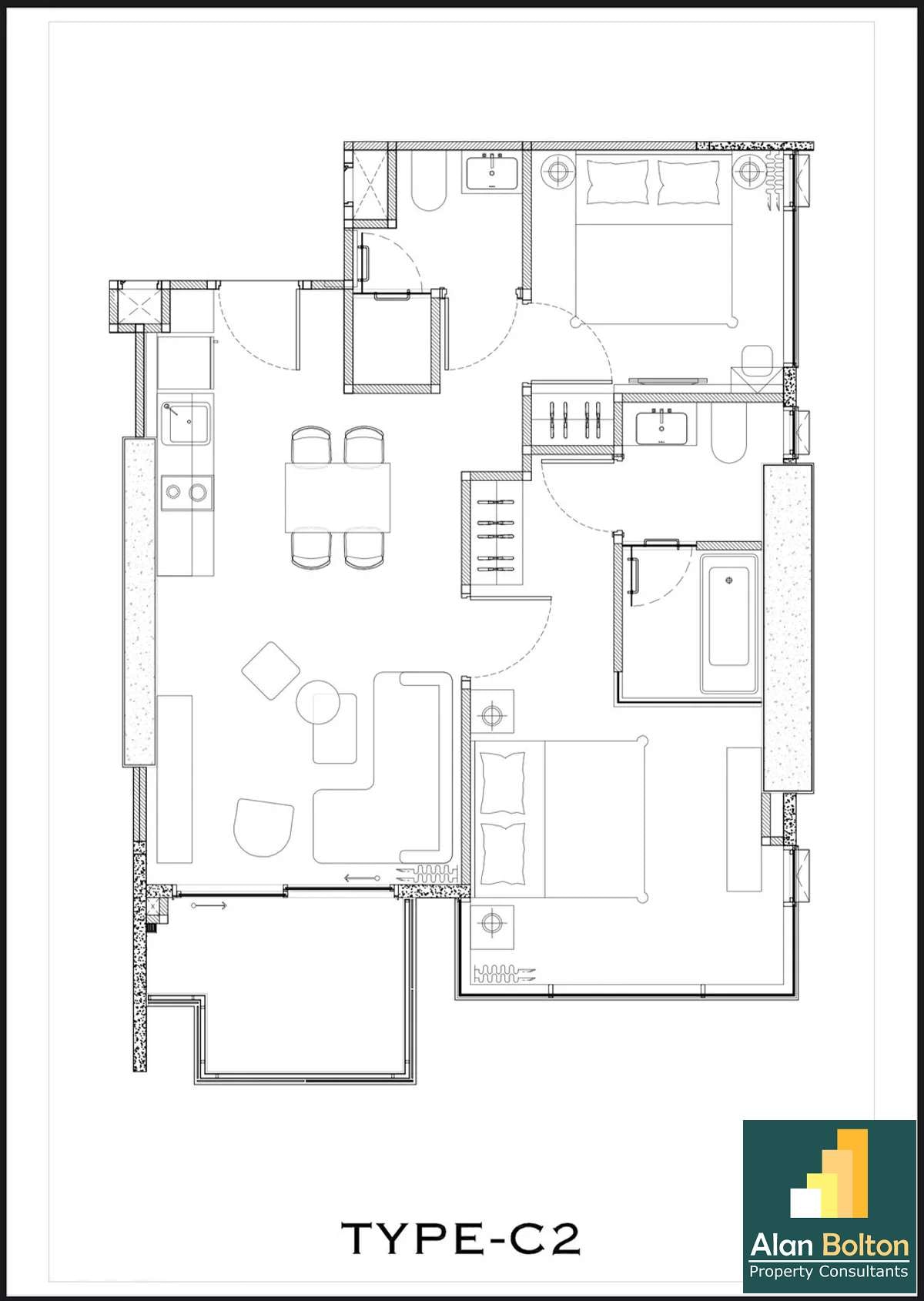 Two Bedroom Two Bathroom Unit in Luxury Jomtien Condo For Sale photo 11