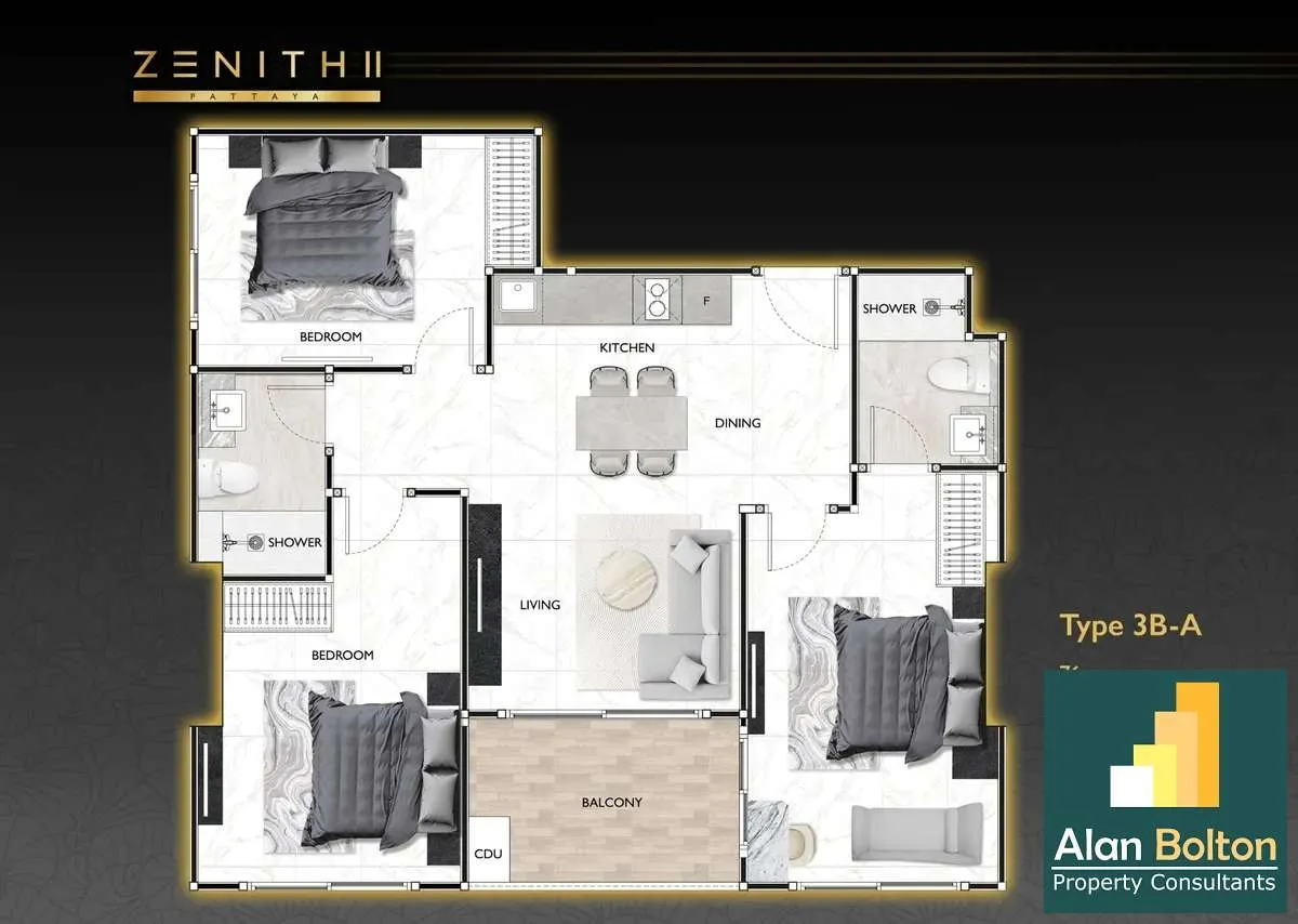 Brand New Off-plan Pool View 3 Bed 2 Bath Condo In South Pattaya photo 15