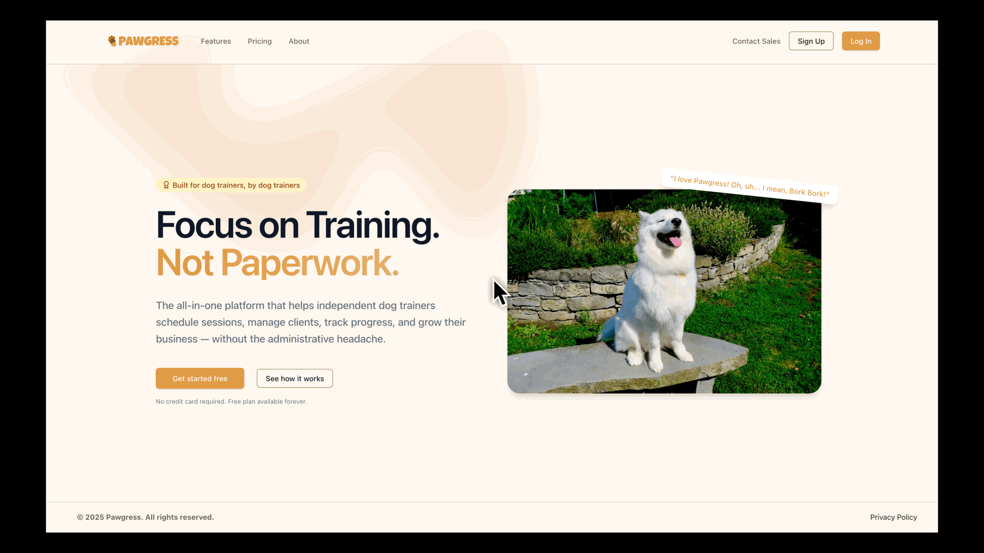 Pawgress homepage with sign-up button highlighted
