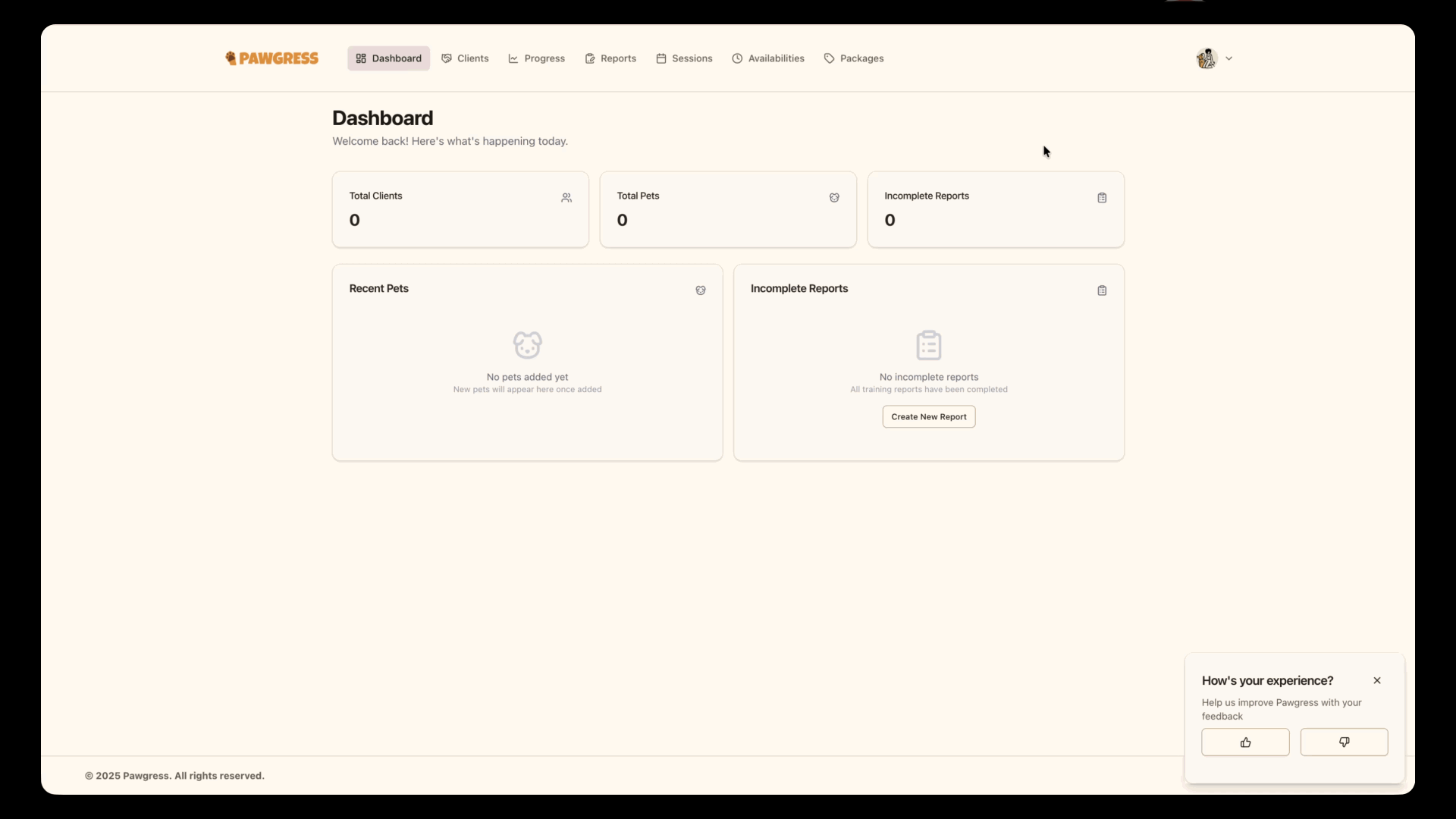 Account settings menu