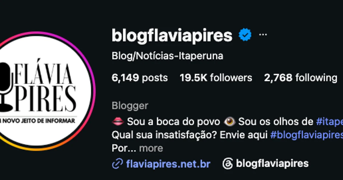 Matéria no Blog Flávia Pires (Itaperuna e região), alto alcance.