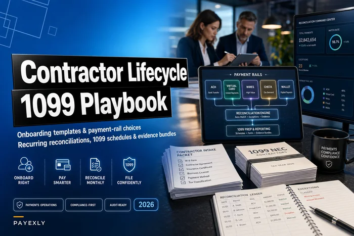 Contractor & 1099 lifecycle playbook: onboarding, payment rails and 1099 packs